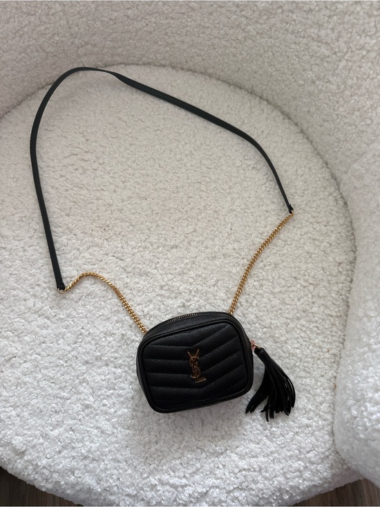 Saint Laurent Handbags - Saint Laurent Black Quilted Crossbody with Gold Chain and Tassel